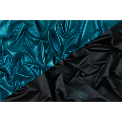 Aqua/Black Metallic Polyester Lame - Folded