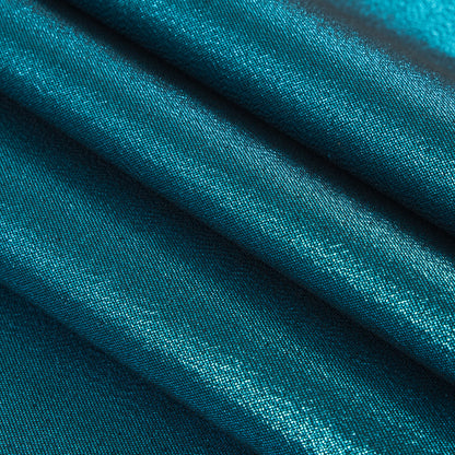 Aqua/Black Metallic Polyester Lame - Detail