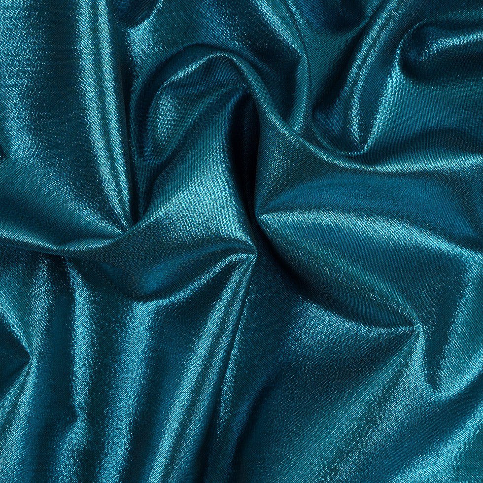 Aqua/Black Metallic Polyester Lame