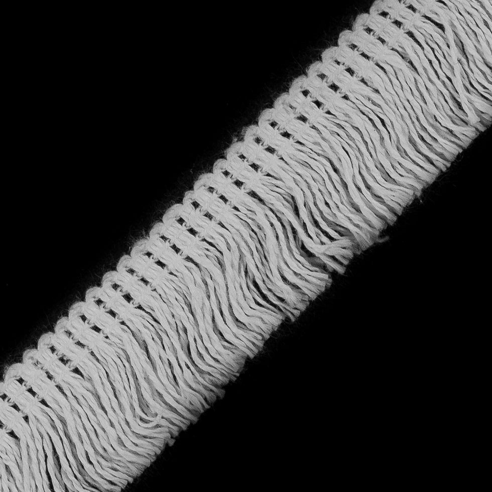 0.5" White Cotton Fringe Trim Detail