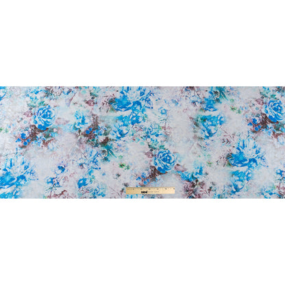 French Blue and Birch Digitally Printed Floral Jacquard Full