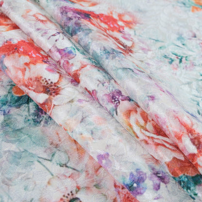 Grenadine and Birch Digitally Printed Floral Jacquard - Folded