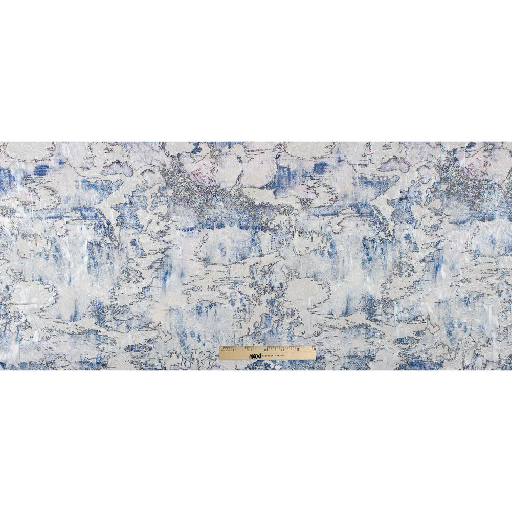 Digitally Printed Strong Blue Abstract Jacquard Folded