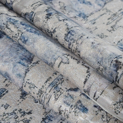 Digitally Printed Strong Blue Abstract Jacquard Detail