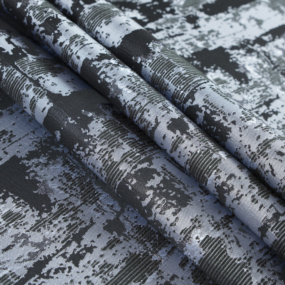 Steel Gray and Black Abstract Metallic Jacquard Folded