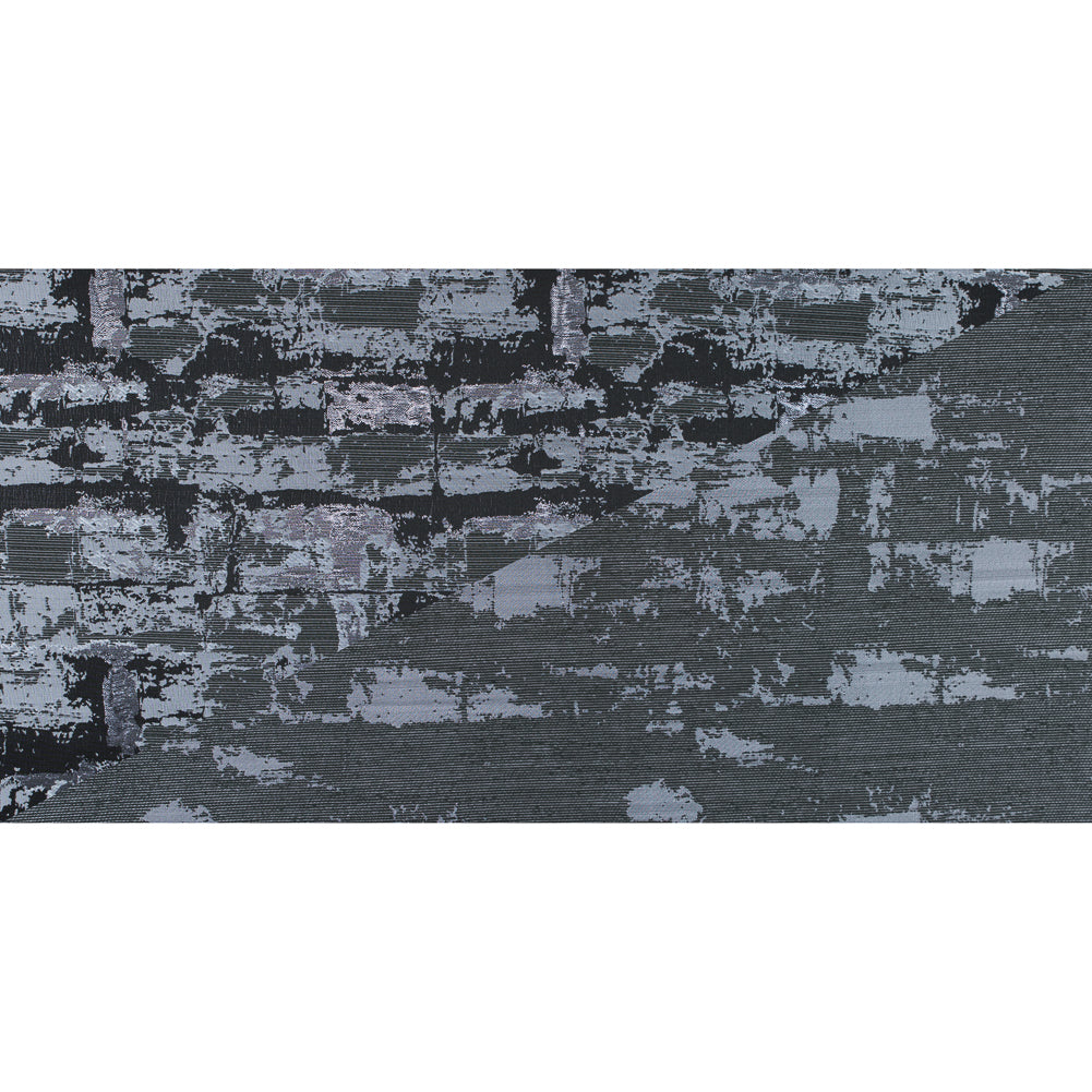 Steel Gray and Black Abstract Metallic Jacquard Full