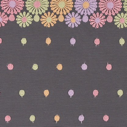 Pastel Floral Embroidery on White Mesh - 6.5 - Detail