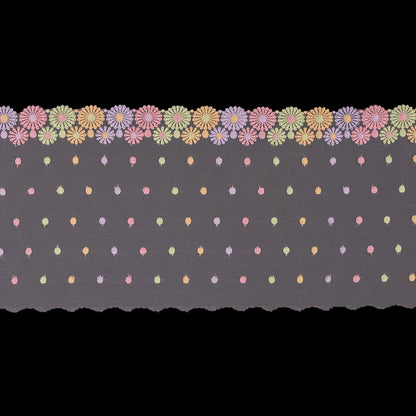 Pastel Floral Embroidery on White Mesh - 6.5