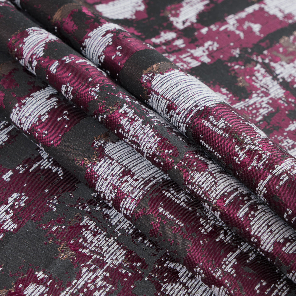 Maroon and Copper Abstract Metallic Jacquard Detail