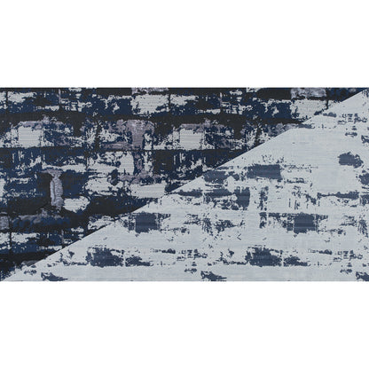 Black and Navy Blue Abstract Metallic Jacquard - Folded