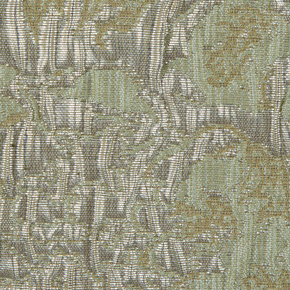 Khaki, Pista Green and Silver Abstract Floral Metallic Brocade/Jacquard - Full