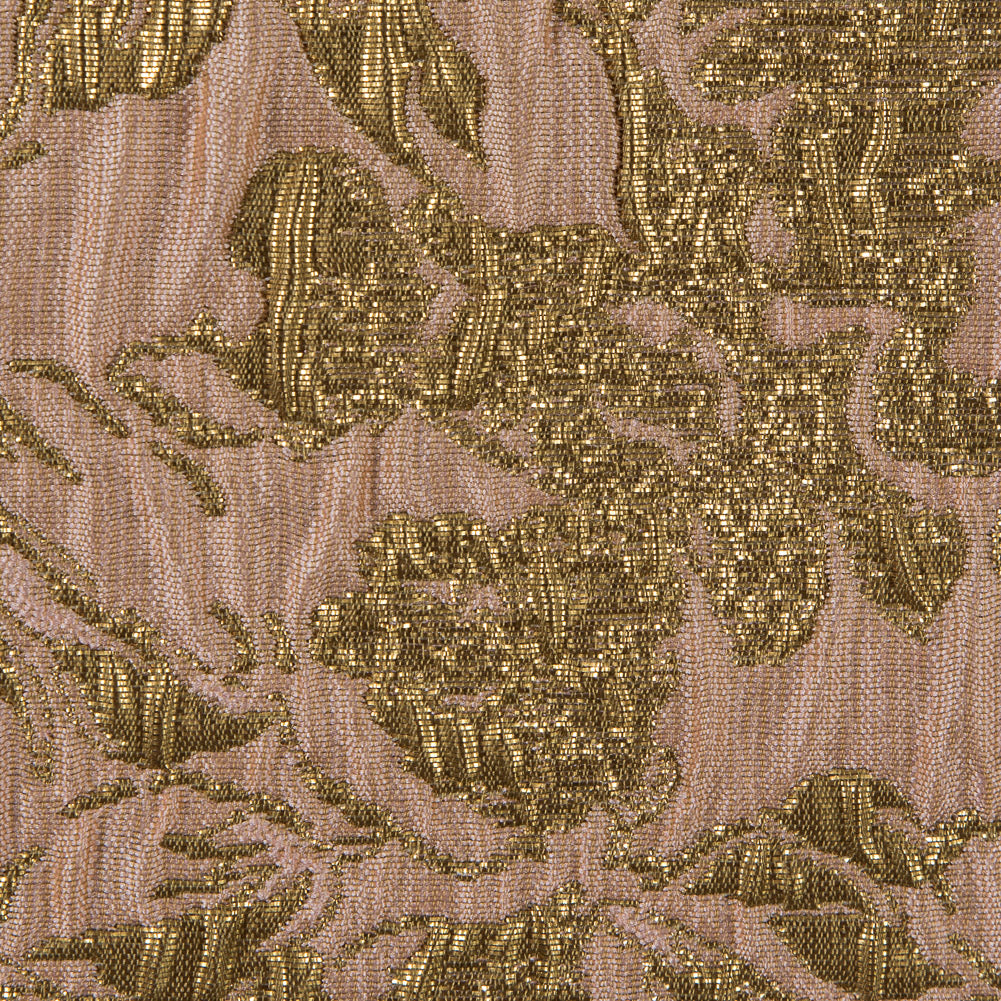 Khaki, Peach and Gold Abstract Floral Metallic Brocade/Jacquard - Full