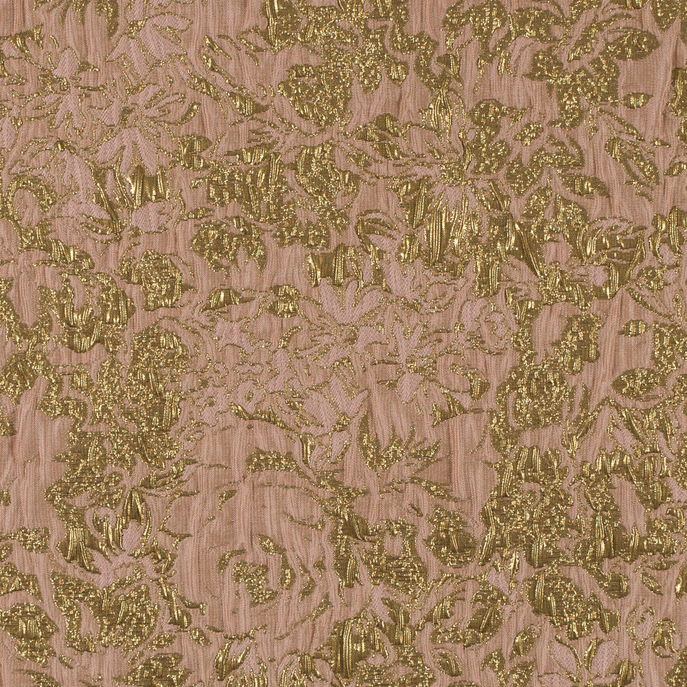 Khaki, Peach and Gold Abstract Floral Metallic Brocade/Jacquard