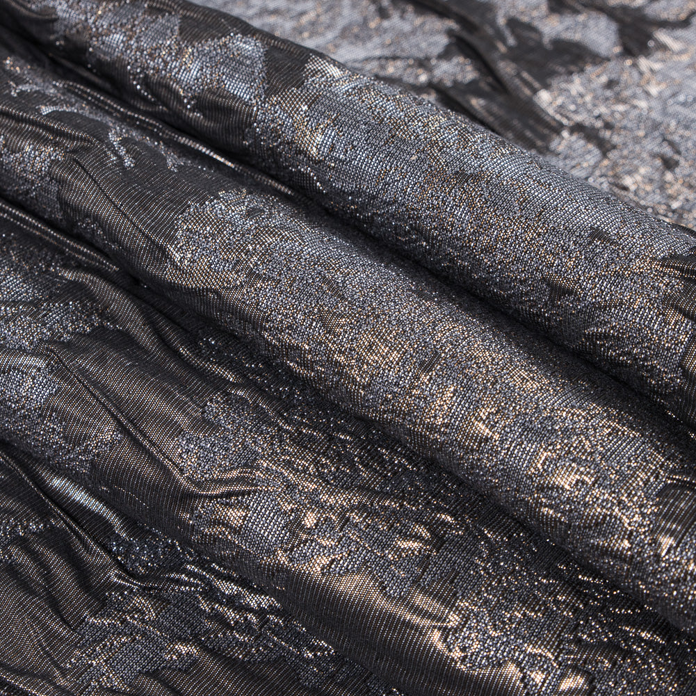 Metallic Nude and Gray Abstract Brocade - Folded