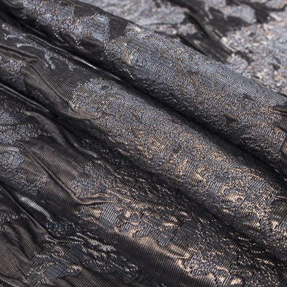 Metallic Nude and Gray Abstract Brocade - Folded