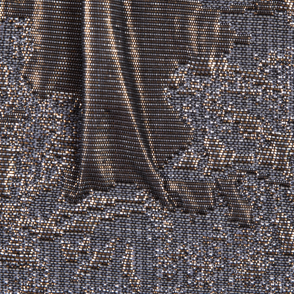 Metallic Nude and Gray Abstract Brocade - Detail