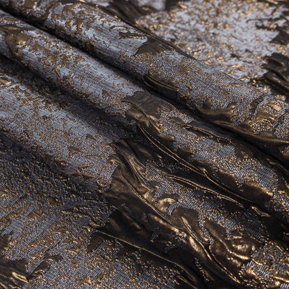 Metallic Gold and Gray Abstract Brocade - Folded