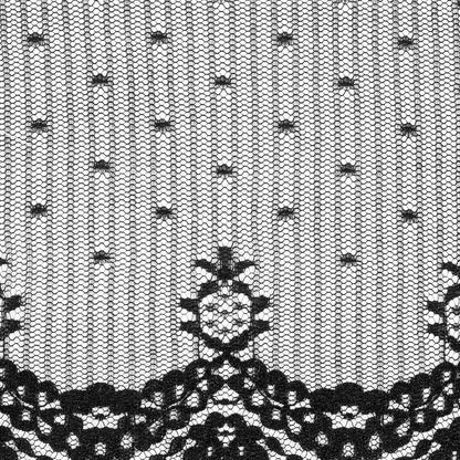 Black Striped and Spotted Floral Lace Trim - 5.75" Detail