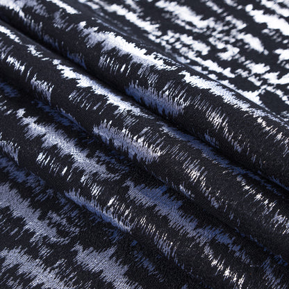 Black and Metallic White Ikat Brocade - Folded
