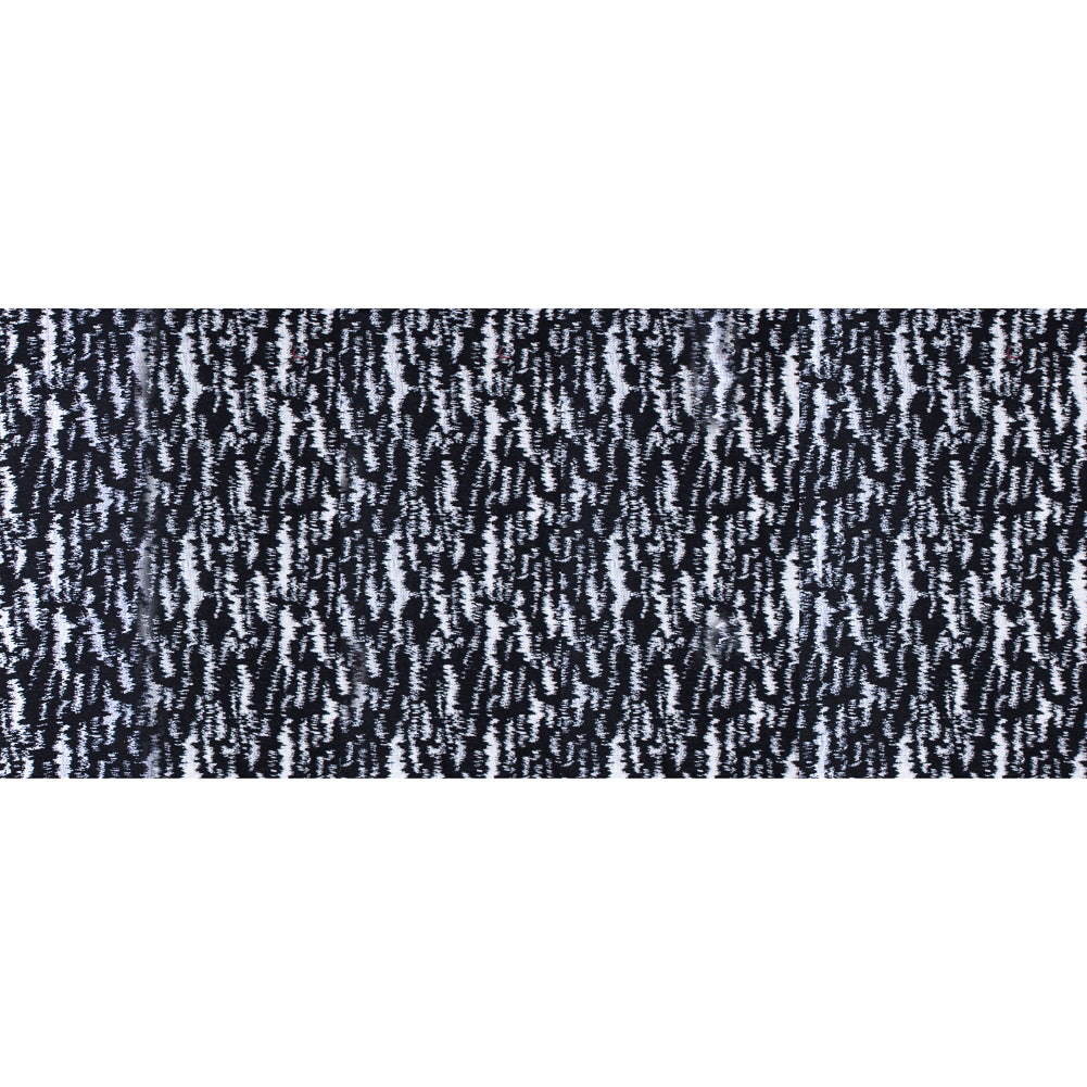 Black and Metallic White Ikat Brocade - Full