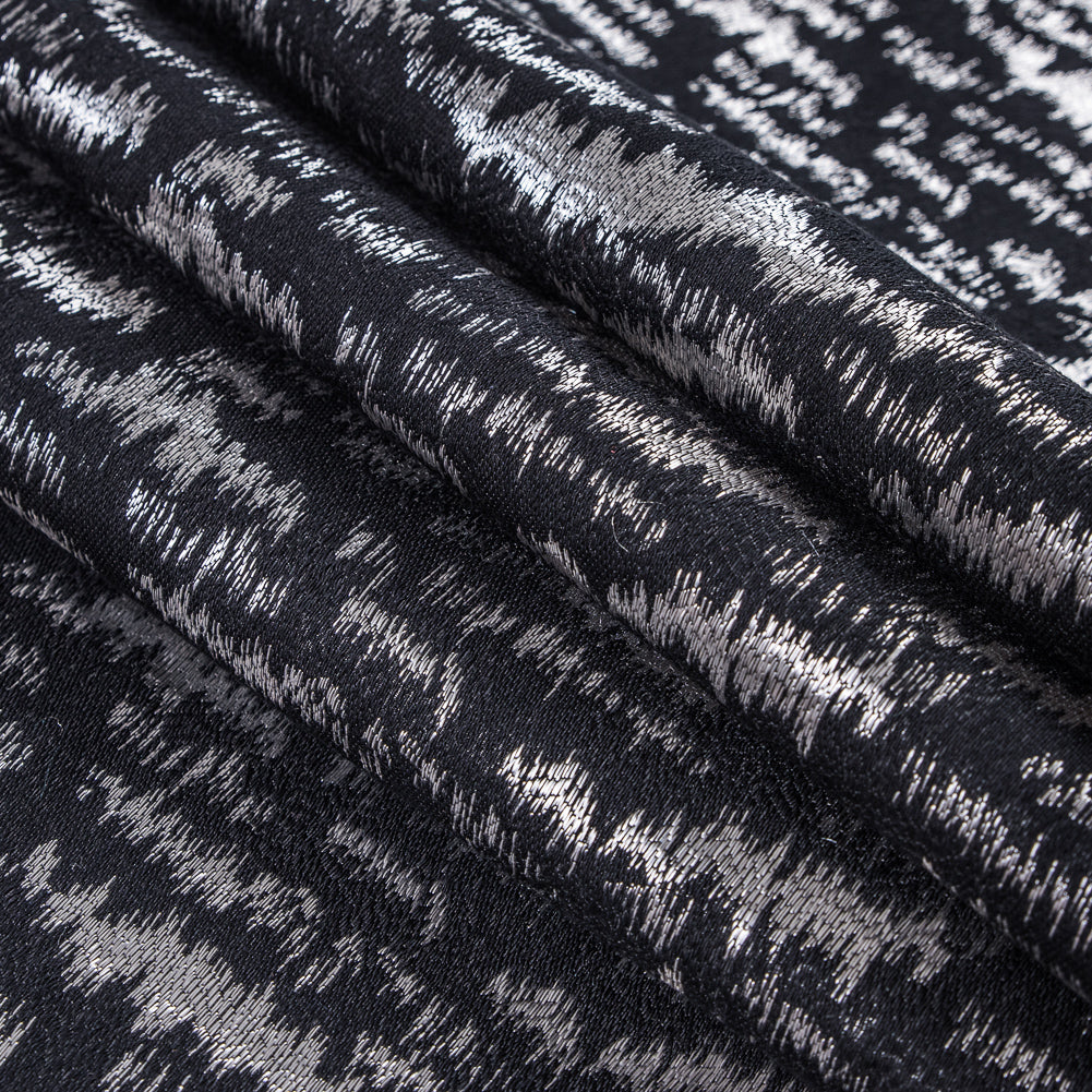 Black and Metallic Beige Ikat Brocade - Folded