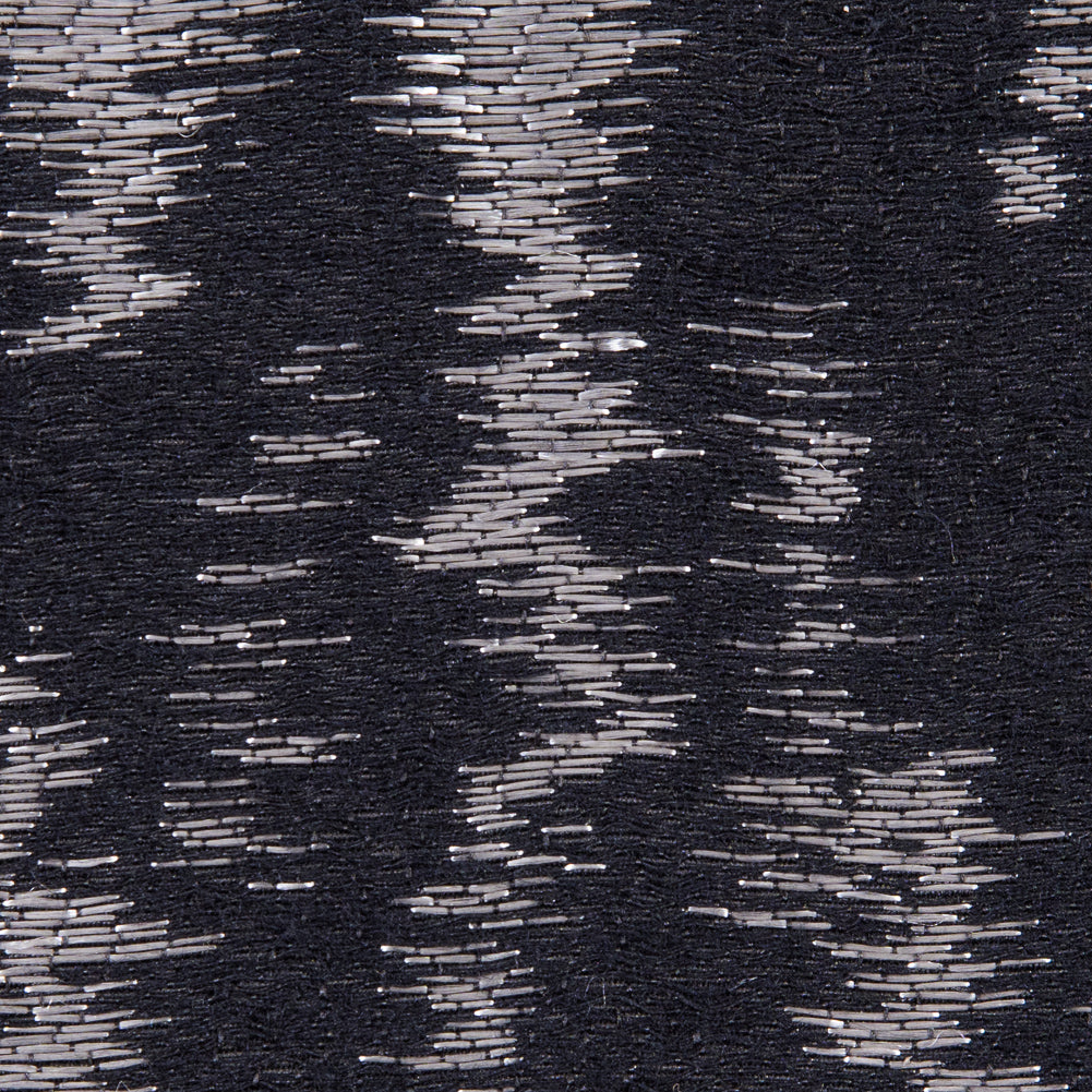 Black and Metallic Beige Ikat Brocade - Detail