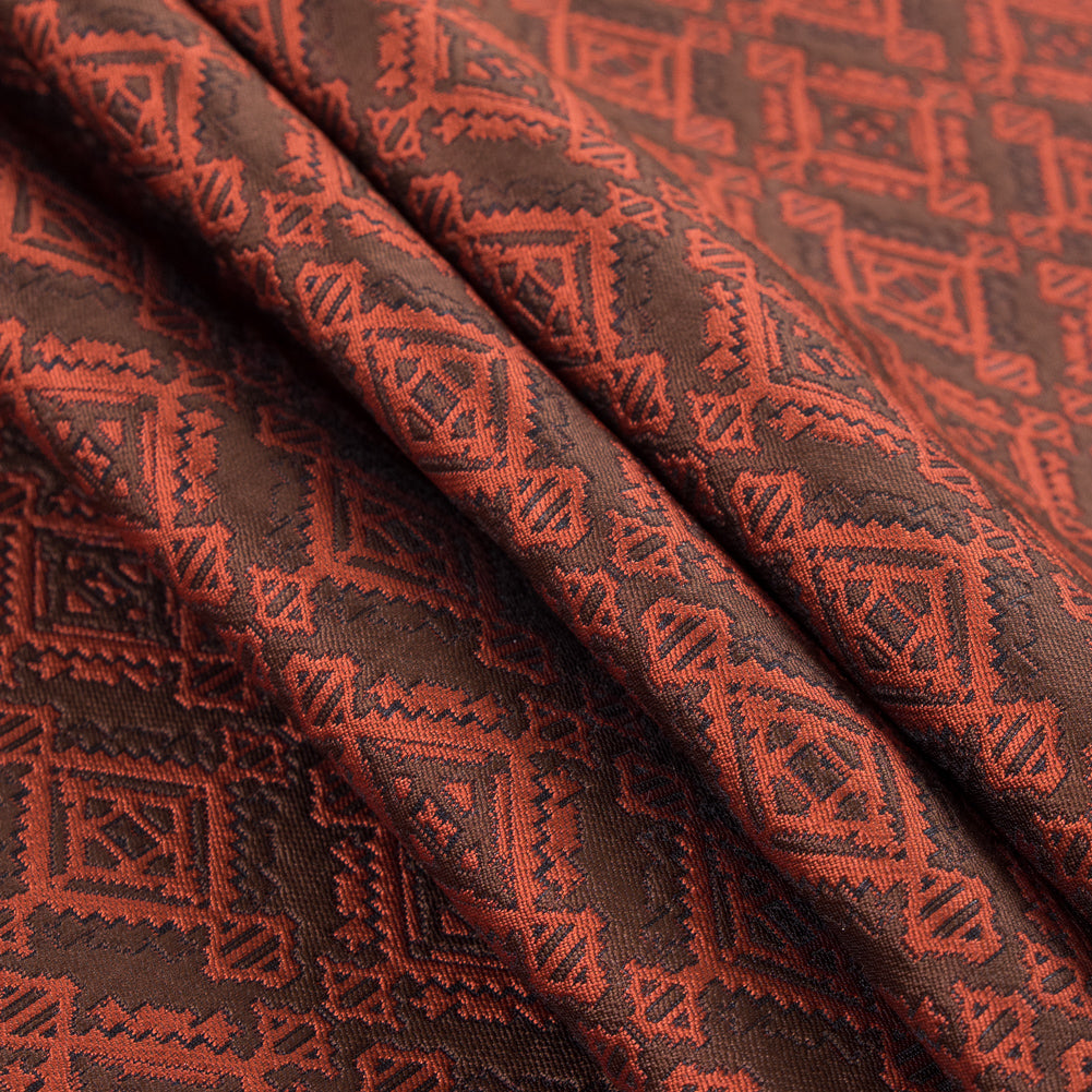 Rust and Coffee Geometric Brocade Folded