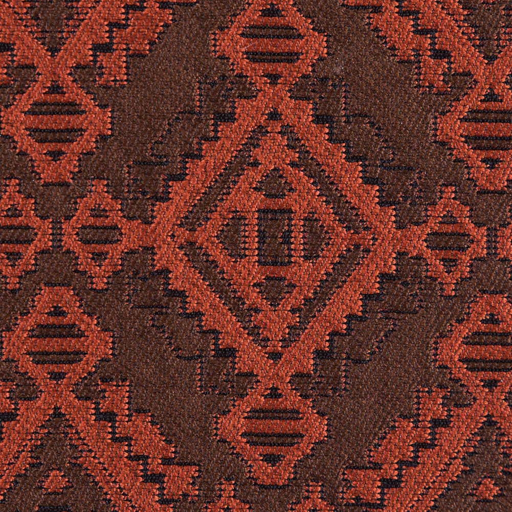 Rust and Coffee Geometric Brocade Detail