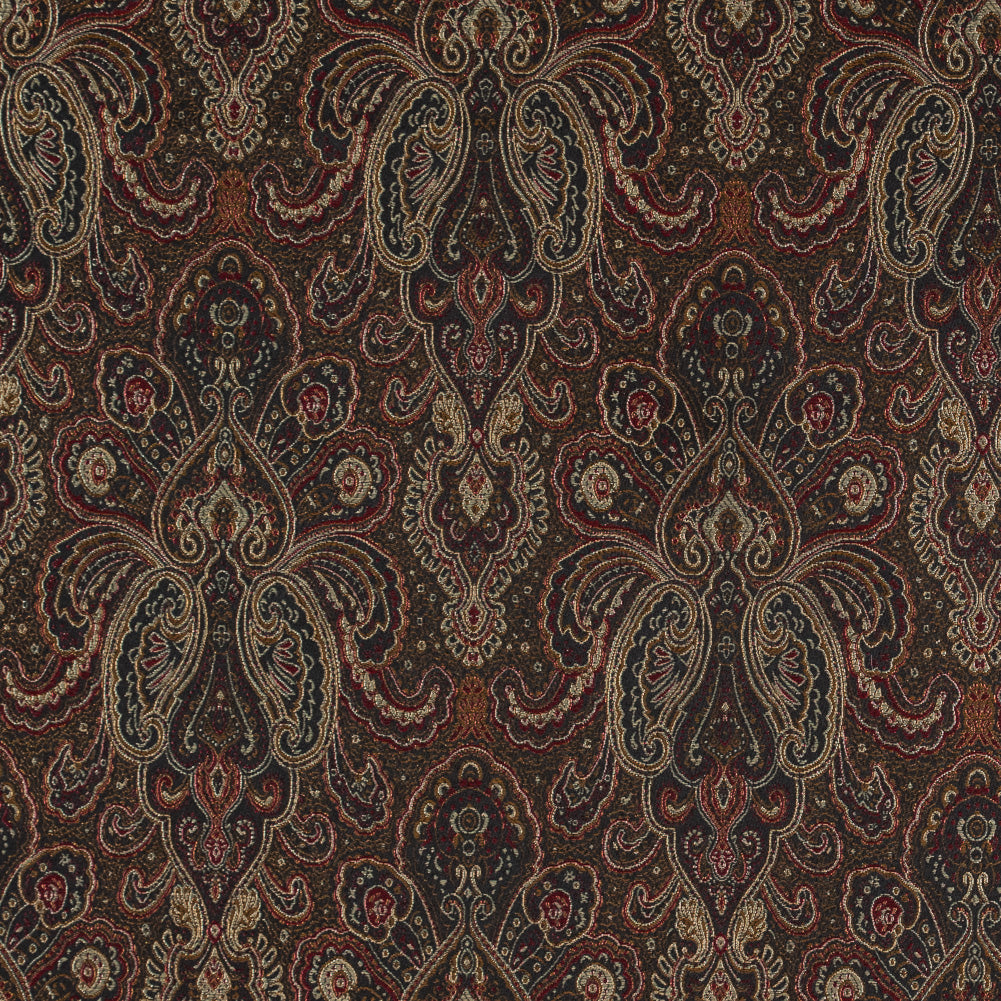 Radiant Red and Gold Paisley Damask Jacquard