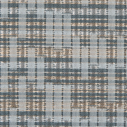 Ivory, Lake Blue and Silver Metallic Brocade Detail