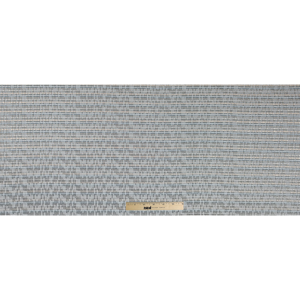 Ivory, Lake Blue and Silver Metallic Brocade Full