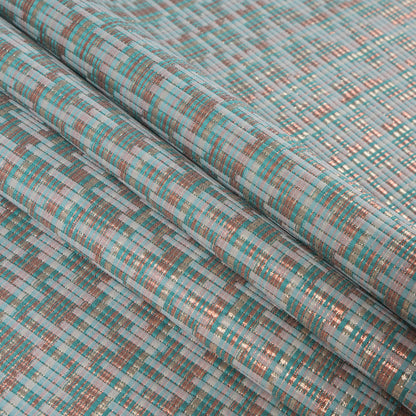 Ivory, Sea Green and Light Coral Metallic Brocade - Folded