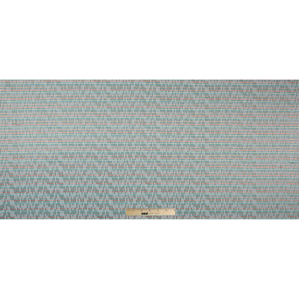 Ivory, Sea Green and Light Coral Metallic Brocade - Full