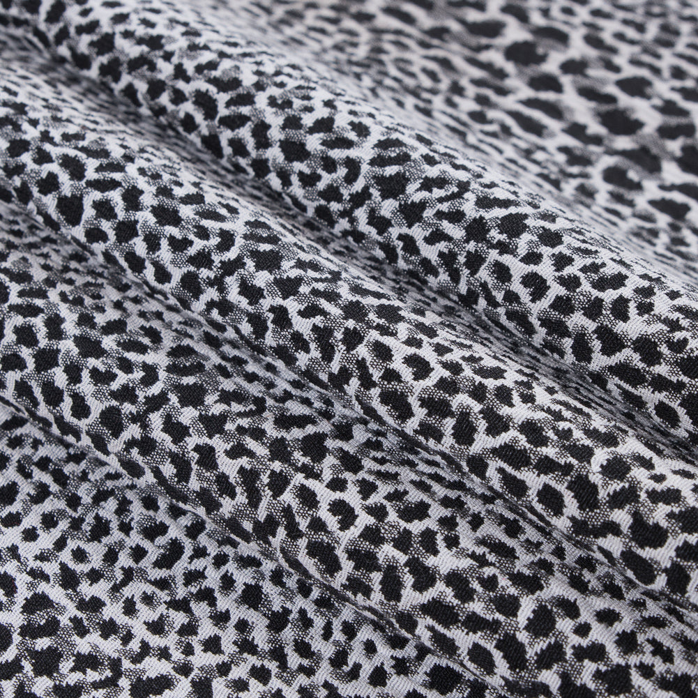 Black and White Cheetah Patterned Stretch Jacquard - Folded