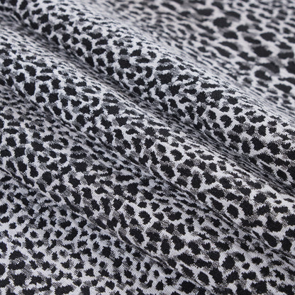 Black and White Cheetah Patterned Stretch Jacquard - Folded