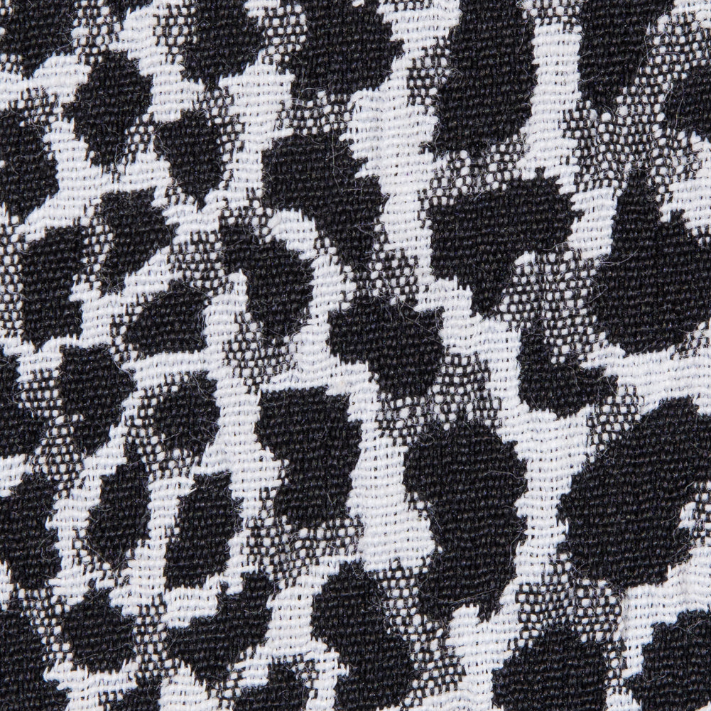 Black and White Cheetah Patterned Stretch Jacquard - Detail