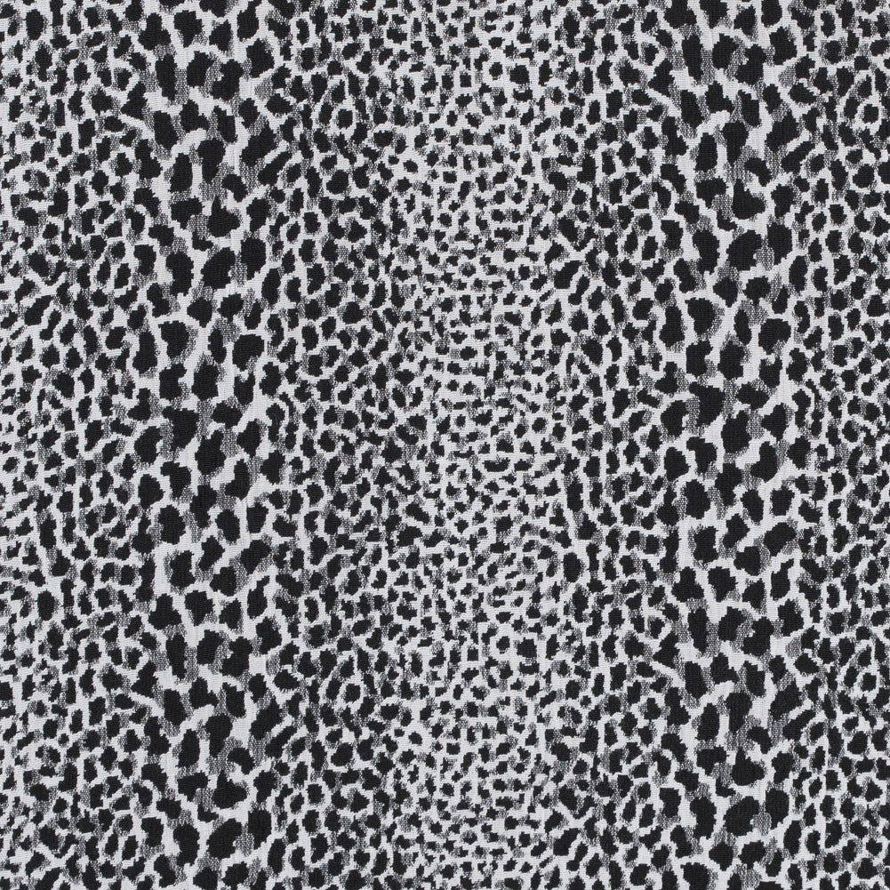 Black and White Cheetah Patterned Stretch Jacquard