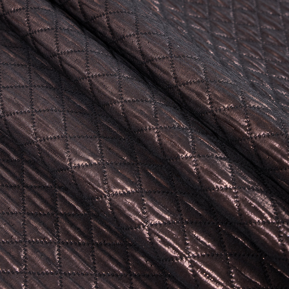 Metallic Copper and Black Quilted Brocade - Folded
