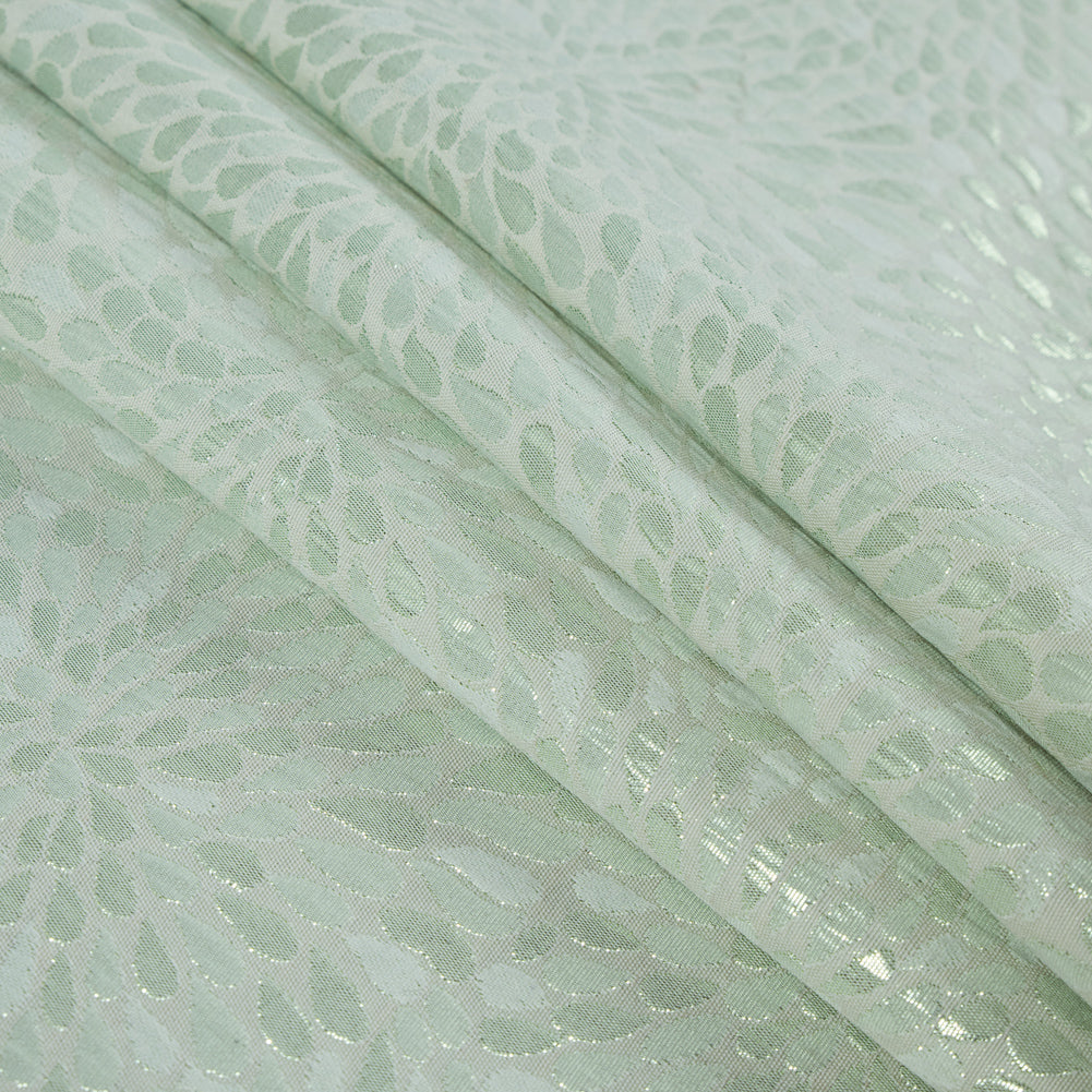 Ivory and Green Classical Metallic Jacquard/Brocade Folded