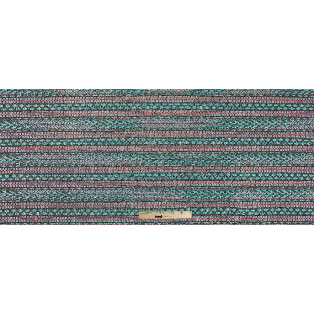 Sea Green and Fluorescent Pink Tribal Jacquard Folded