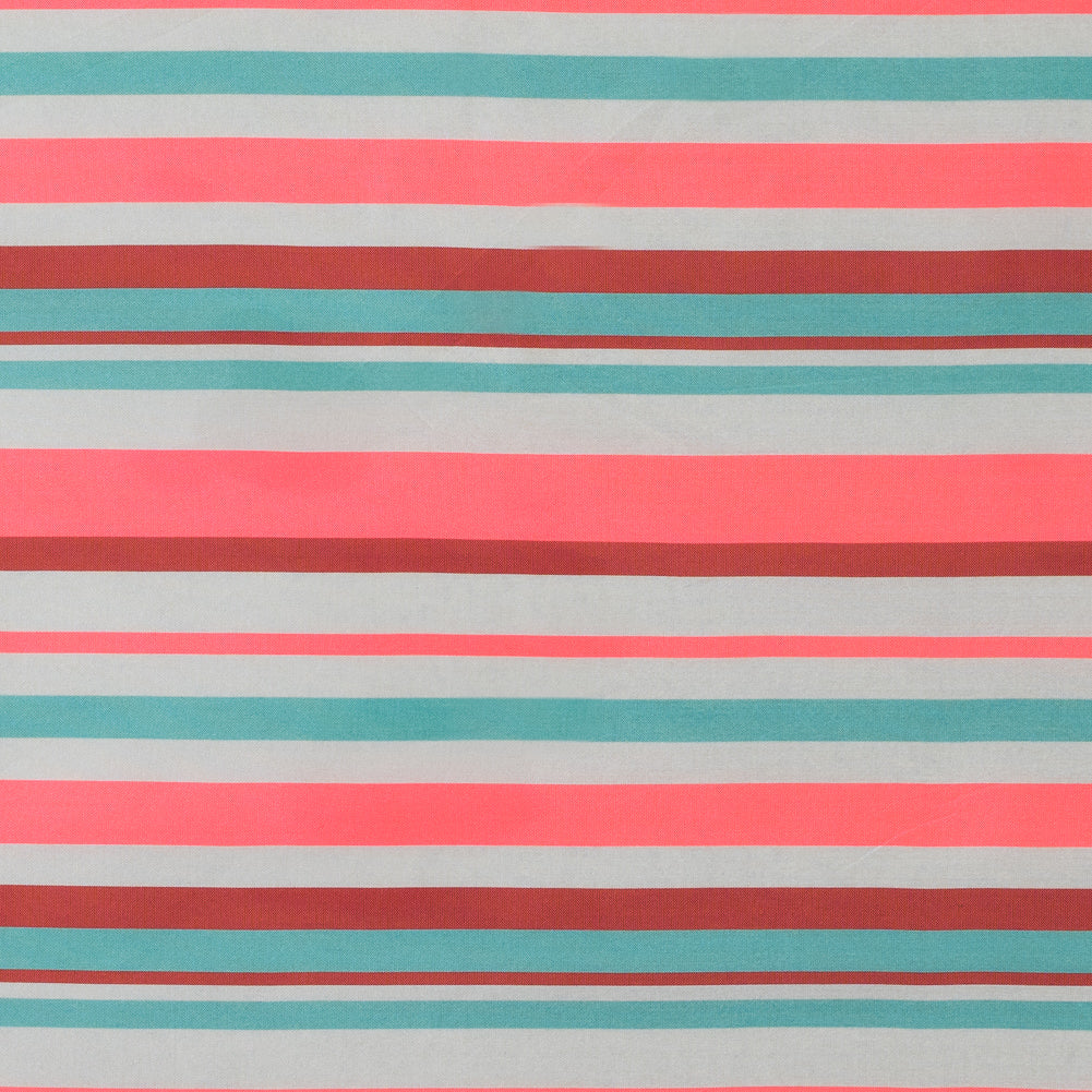 Sea Green and Neon Pink Striped Taffeta - Folded