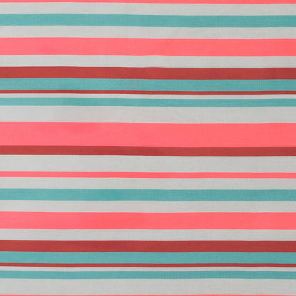 Sea Green and Neon Pink Striped Taffeta - Folded
