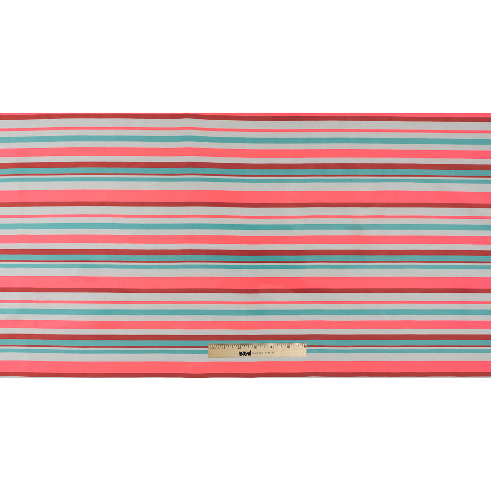 Sea Green and Neon Pink Striped Taffeta - Full
