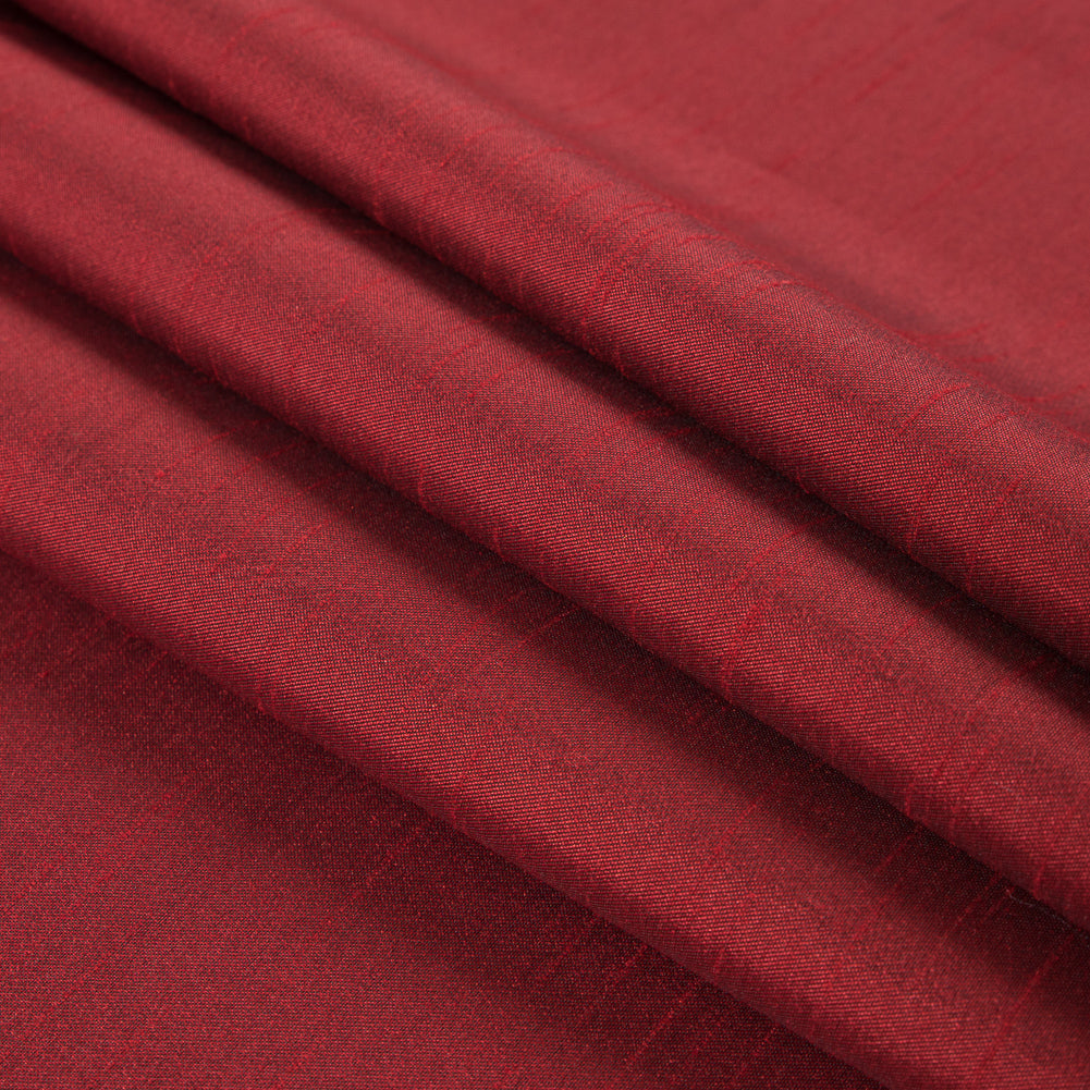 True Red Solid Polyester Shantung - Detail