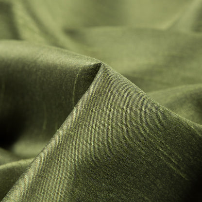 Spinach Green Solid Polyester Shantung Detail