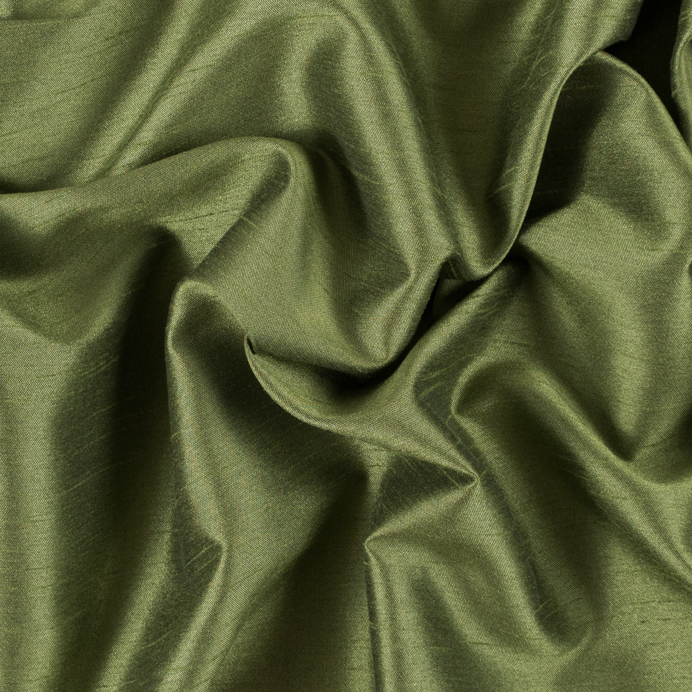 Spinach Green Solid Polyester Shantung