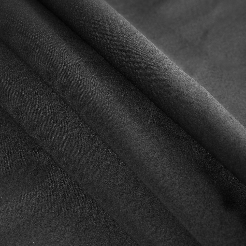 Black Solid Polyester Shantung Folded