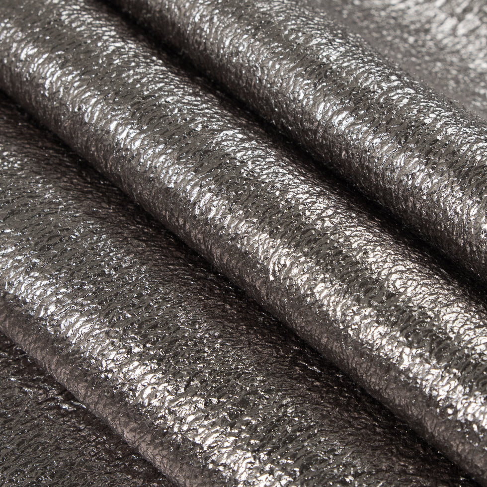 Metallic Silver/Heathered Egret Laminated French Terry Folded