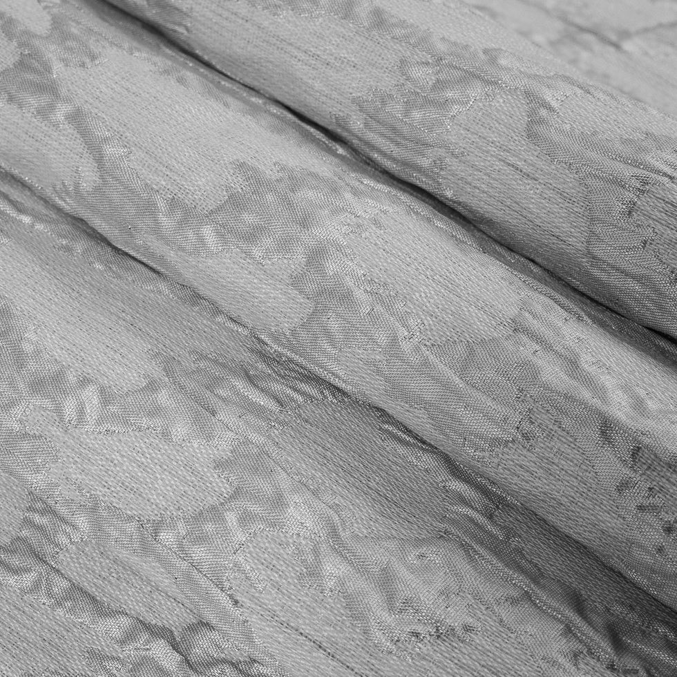 Metallic Silver/Blanc de Blanc Abstract Polyester Brocade/Jacquard Folded