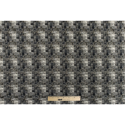 Metallic Silver/Patriot Blue/Ivory Abstract Geometric Polyester Brocade - Full